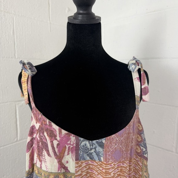 Lane Bryant Patchwork Midi Sundress Lined Pink Floral Boho Cottage Peasant SZ 18 - Picture 2 of 14